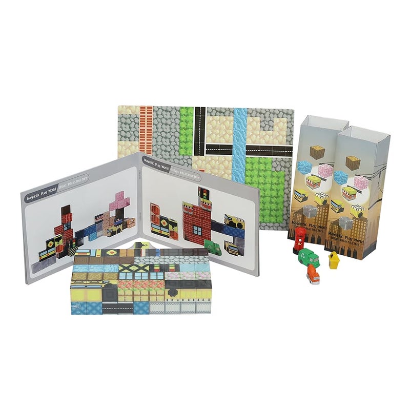 Knick Knack Magnetic Play World Building Blocks - Urban Infrastructure Set with 106 Pieces for Kids Ages 3+ - Image 2